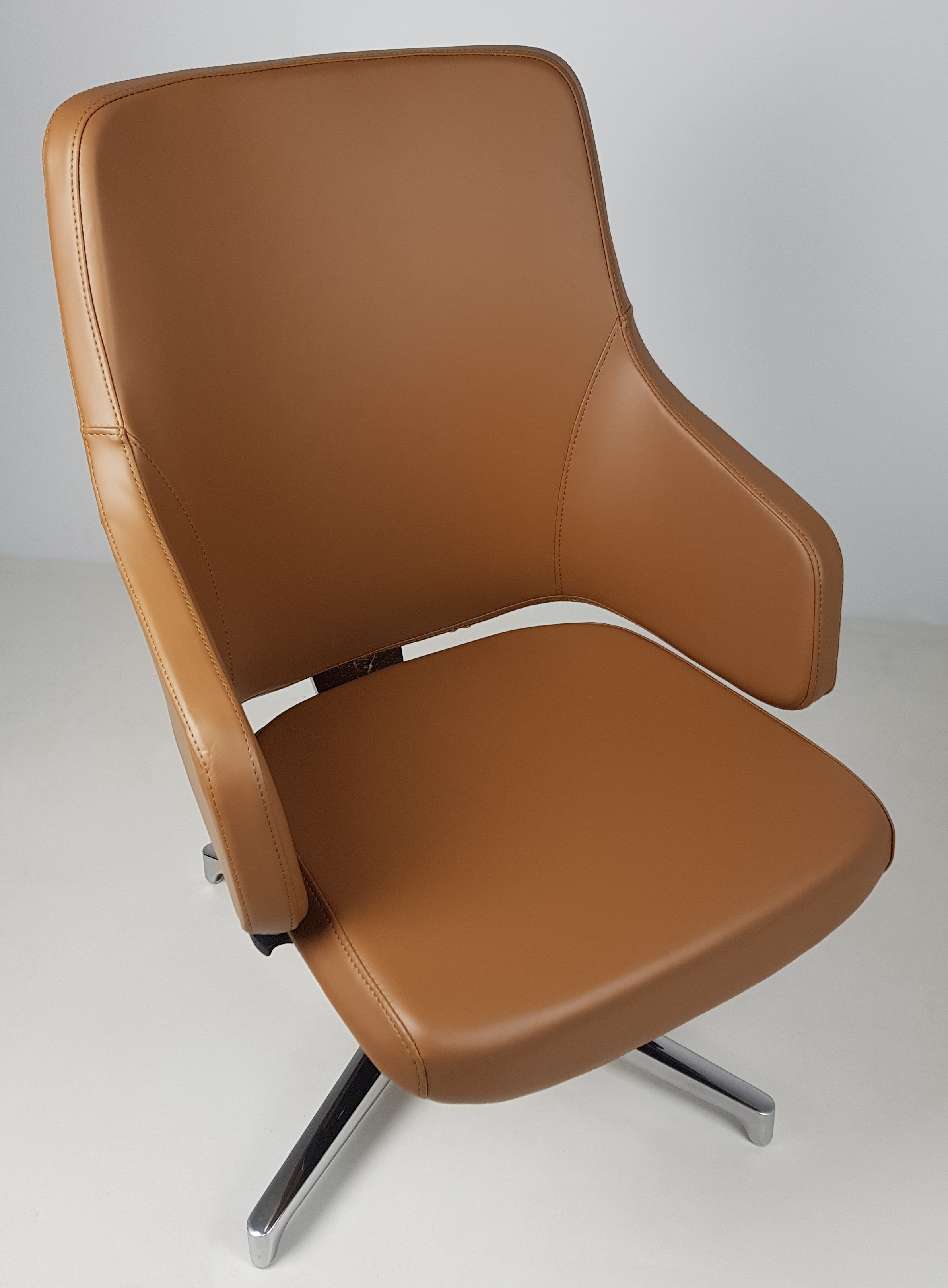 Tan Leather Visitor Office Chair with Seat Slide - CHA-1823C